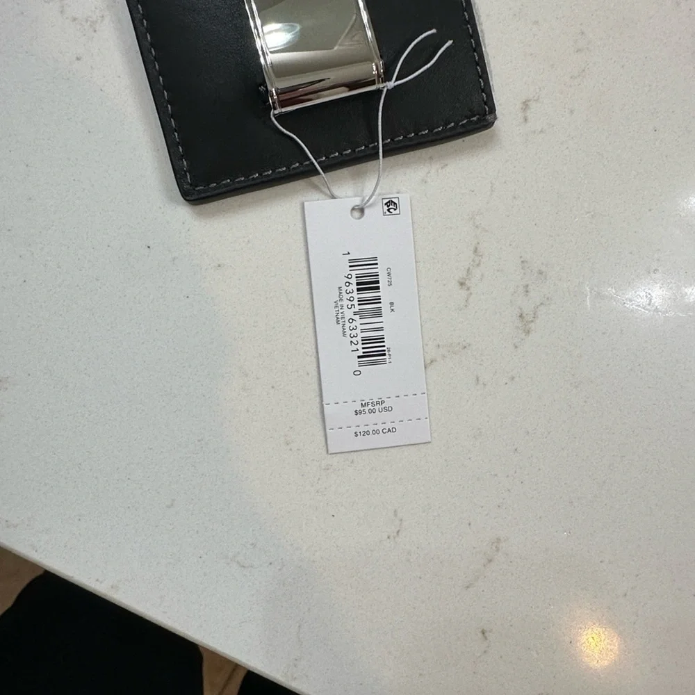 Coach Black Card Holder with Silver Clip